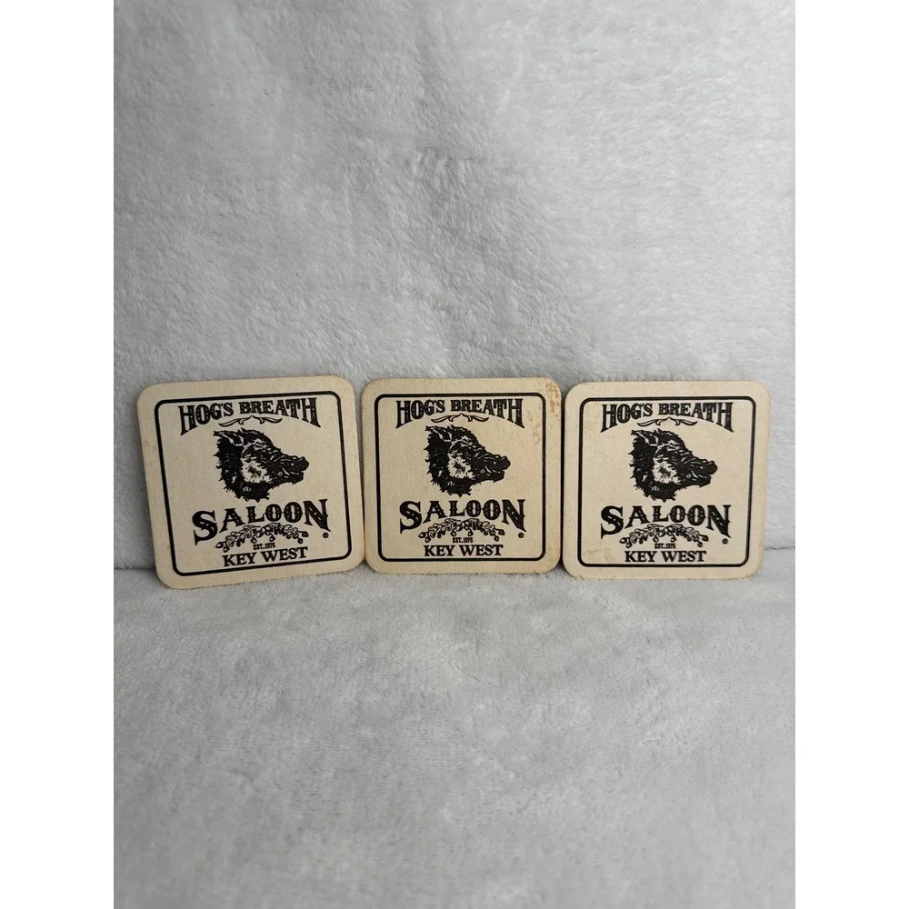 Vintage Hog's Breath Saloon Drink Coasters Unisex OS Beige Good